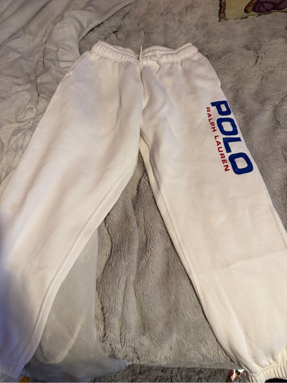 Polo by Ralph Lauren White Sweatpants with Blue & Red Logo
